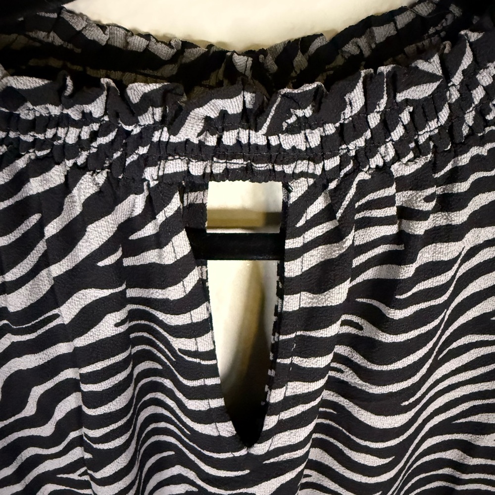 Michael Kors Black and Gray Zebra Print Blouse - Picture 3 of 6